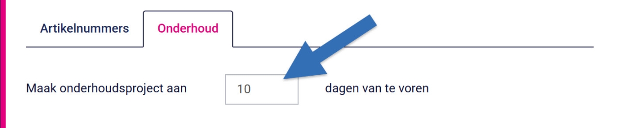 Onderhoud type aanmaken