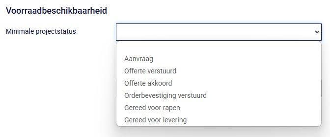 Instellingen voorraadbeschikbaarheid