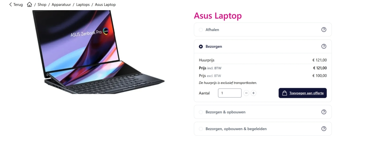 Webshop instellingen