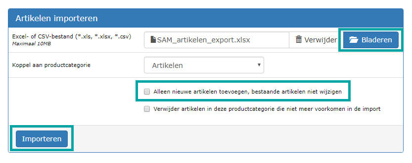 Artikelinformatie aanvullen