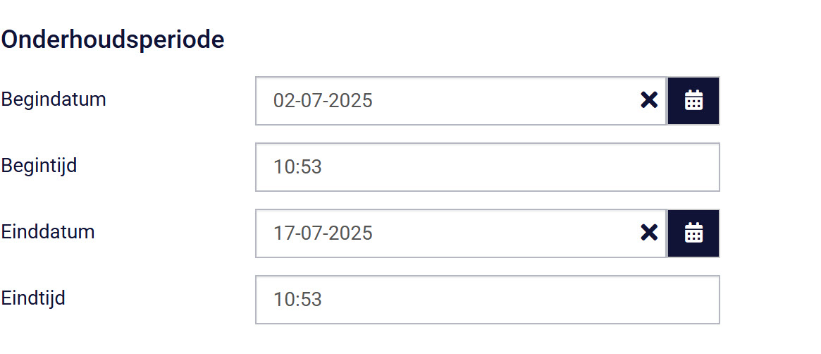 Onderhoud project Aanmaken 
