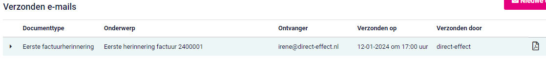 Factuurherinneringen