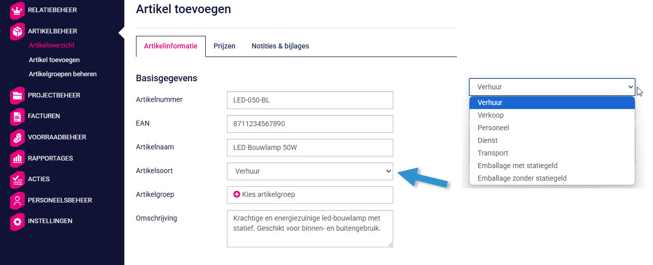 SAM - Artikelprijzen invoeren