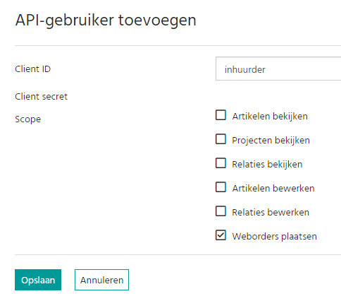 Inhuurverzoek als weborder