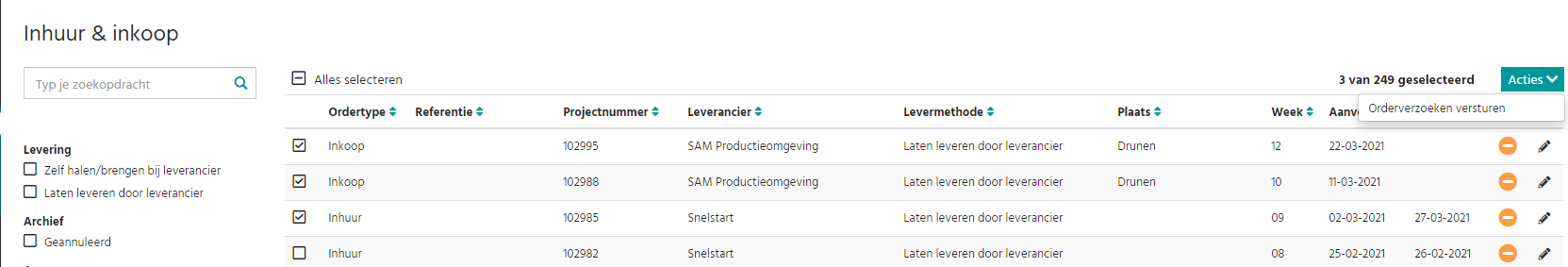 Inhuurverzoeken